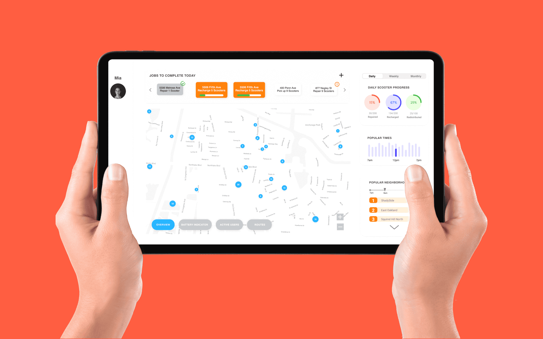 spin scooter dashboard on tablet