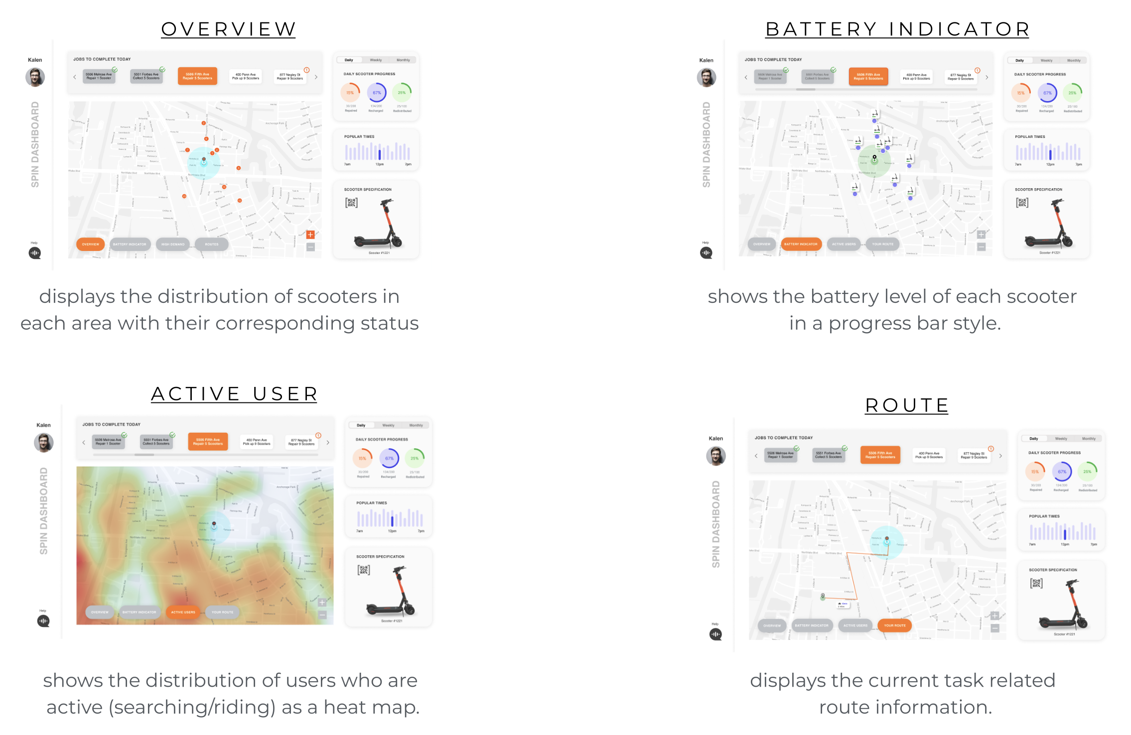 four views of the map