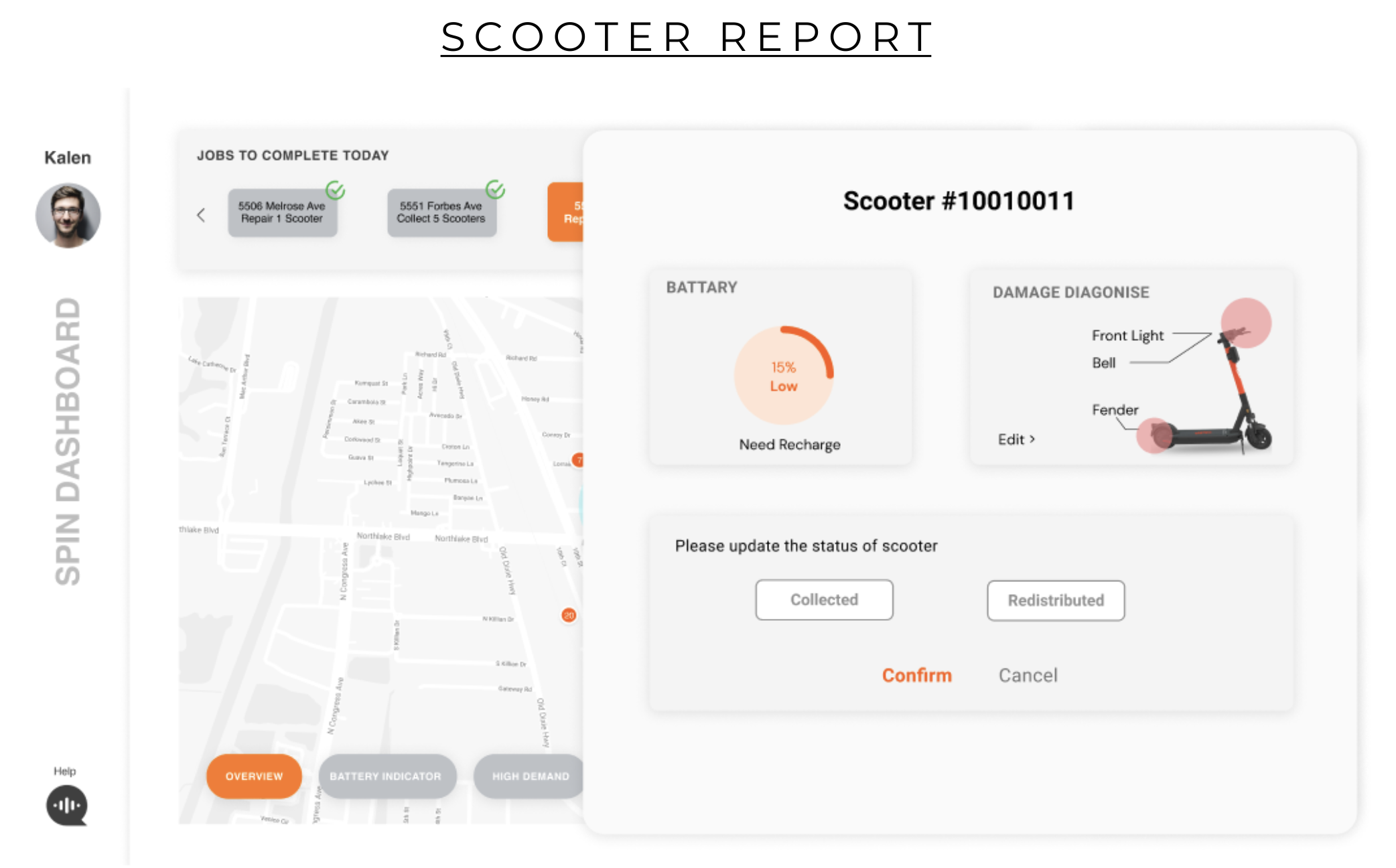 Quick spin scooter analysis view for Kalen the Gig Worker