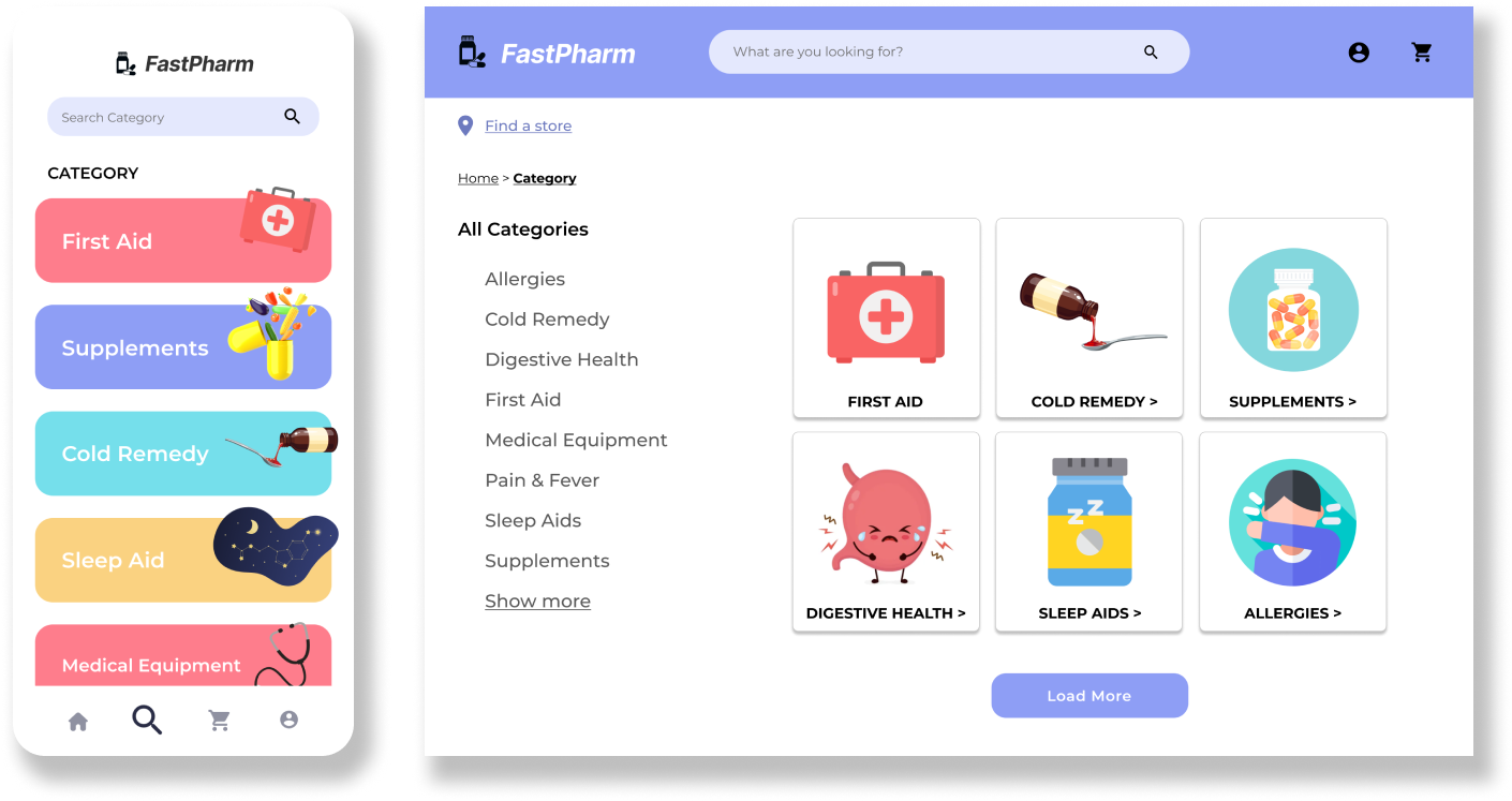 Mid-fidelity mockup for FastPharm